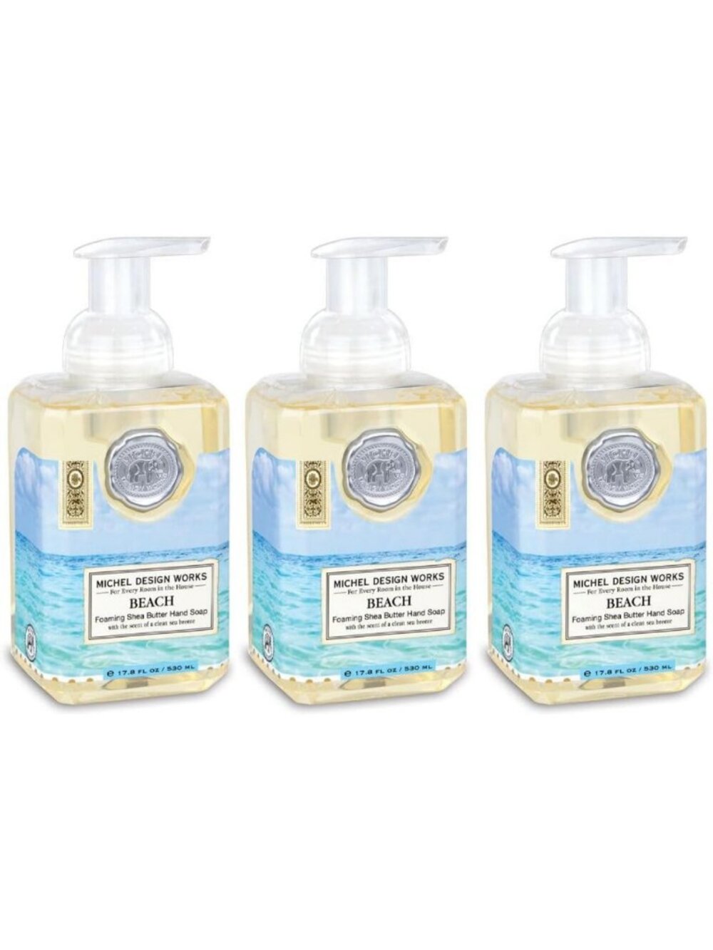 Beach-Scented Foaming Hand Soap Set, 17.8 Fl oz Each, Pack of 3 - Luxurious